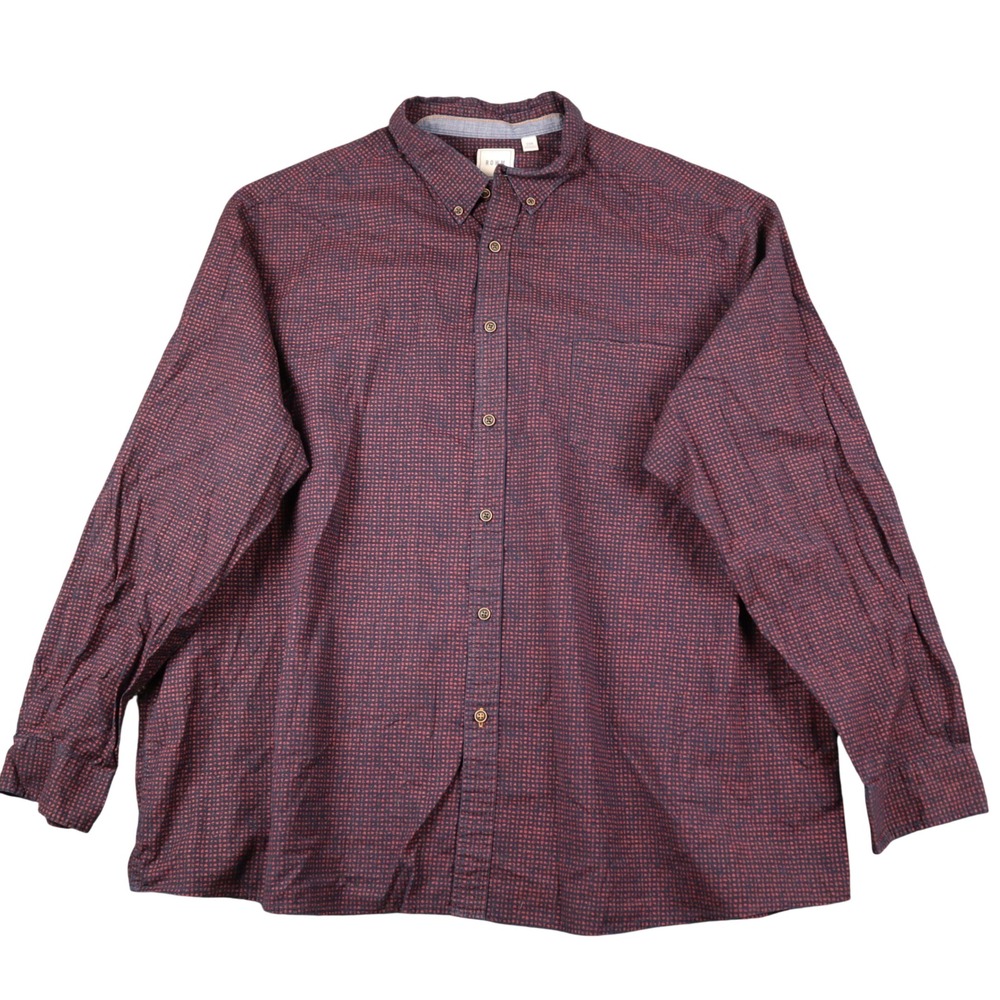 New Without Tags ROWM Mens 3XB Red Navy Geometric Button Down Long‎ Sleeve Shirt